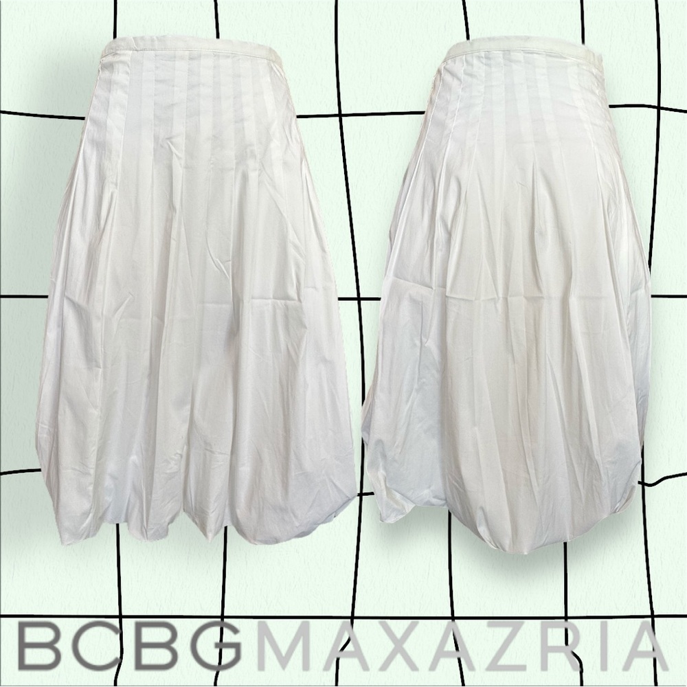 BCBG White Bubble Hem Midi Skirt